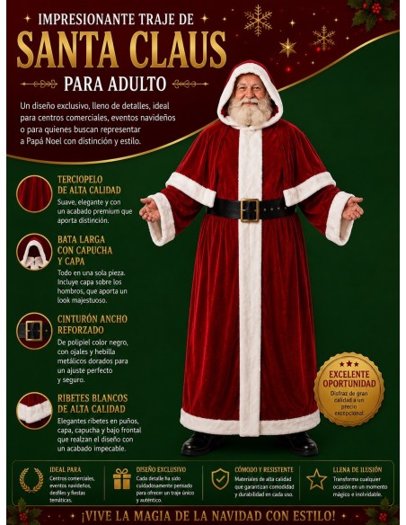Costume di Babbo Natale per Adulti | Costumi per Adulti Il Re del Carnevale